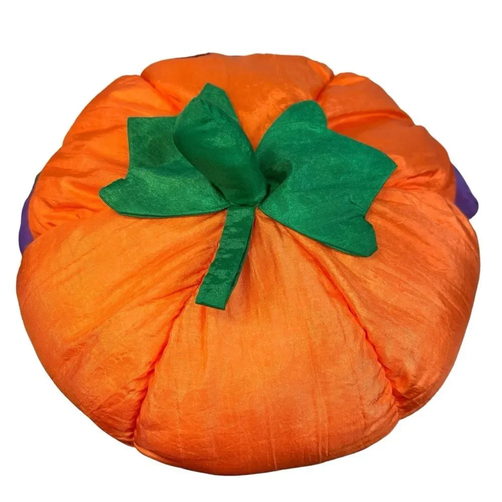 1996 Halloween Jack O Lantern Pumpkin Nylon Plush Stuffed Shelf Sitter
